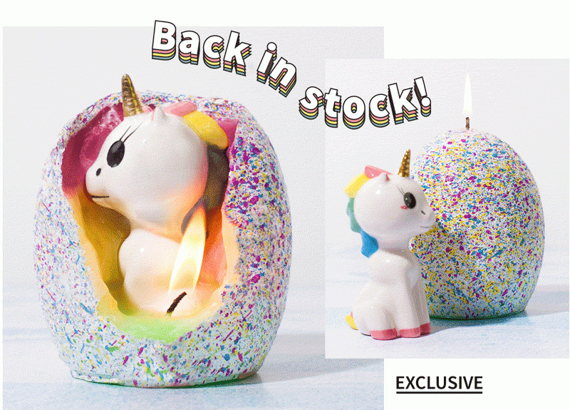Back in stock: Hatching Unicorn Candle