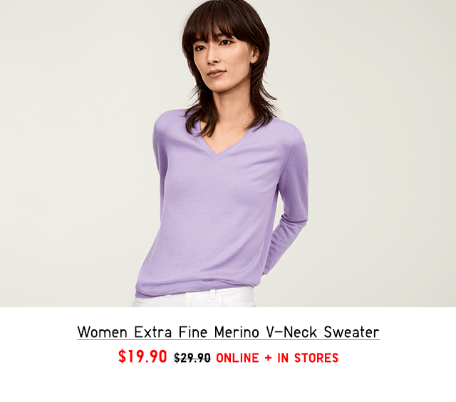 WOMEN EXTRA FINE MERINO V-NECK SWEATER $19.90