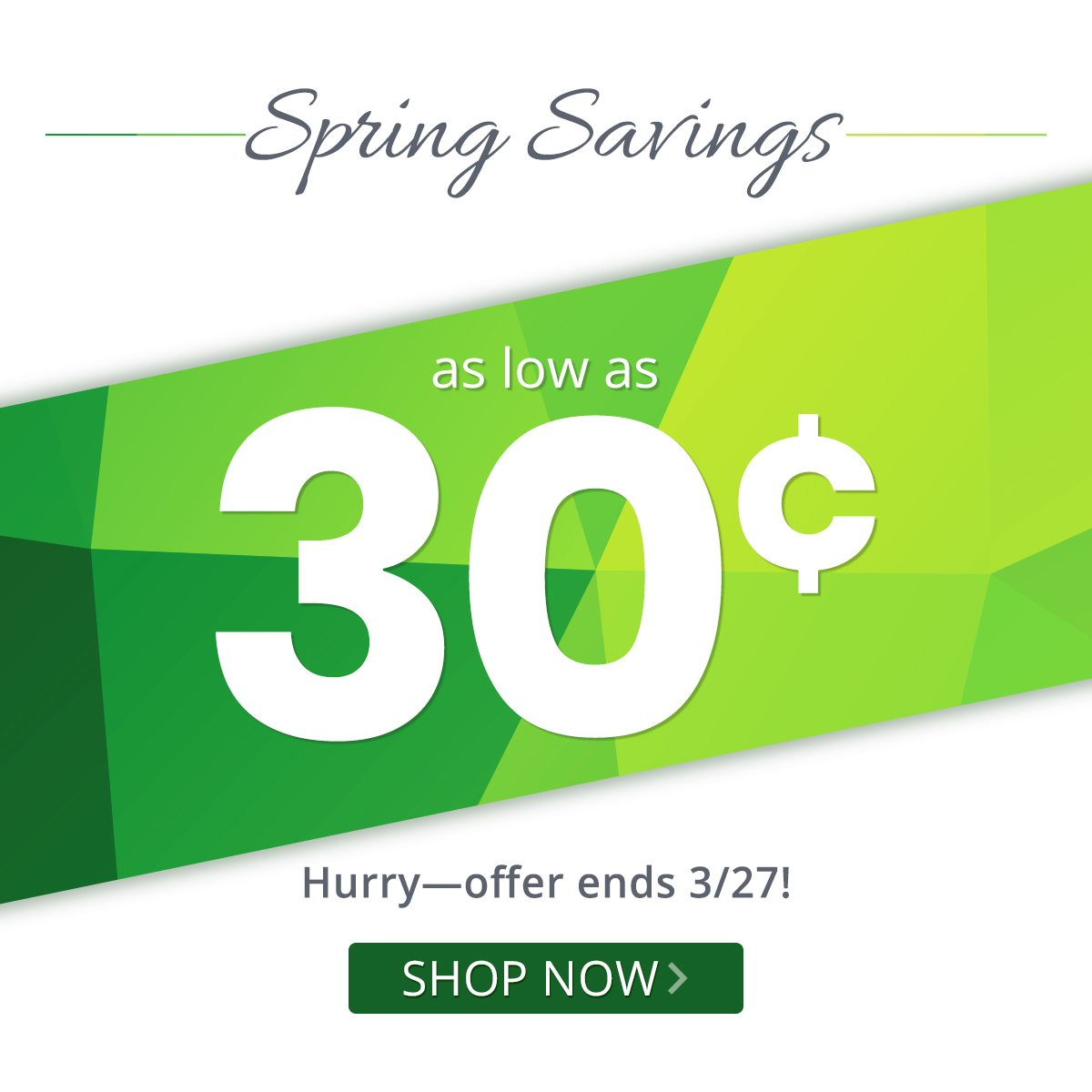 Spring Savings - as low as 30Â¢!