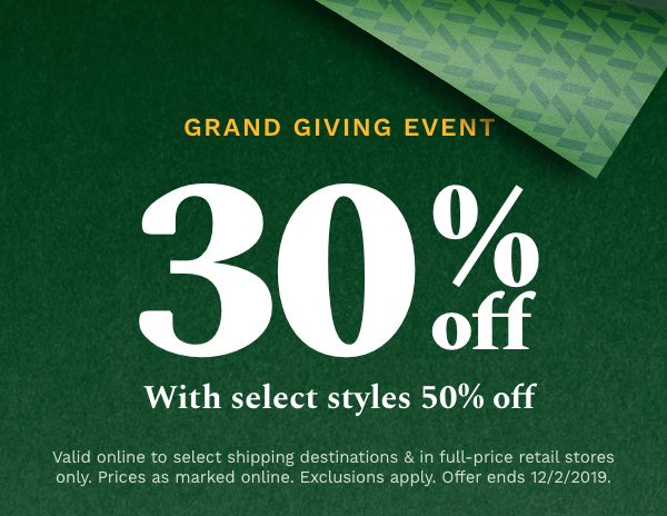 Grand Giving Event | 30% off | With select styles 50% off | Shop Cole Haan