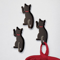 New! $9.99 - Unique Black Cat Magnet Hooks - Set of 3