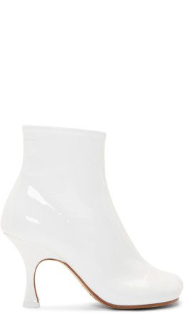 MM6 Maison Margiela - White Patent Flared Heel Boots