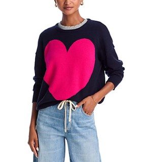 Aqua Crewneck Heart Graphic Sweater - Exclusive 