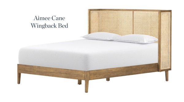 Aimee Cane Wingback Bed