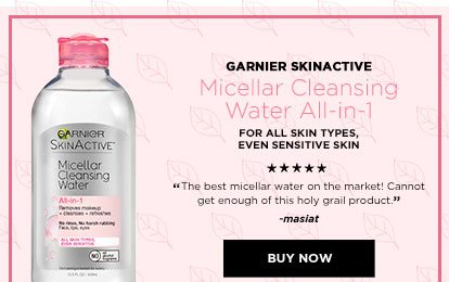 GARNIER SKINACTIVE - Micellar Cleansing Water All-in-1 - FOR ALL SKIN TYPES, EVEN SENSITIVE SKIN - “The best micellar water on the market! Cannot get enough of this holy grail product.” -masiat - BUY NOW