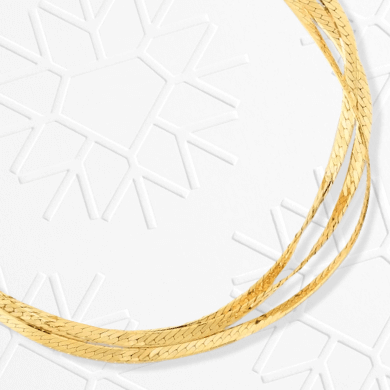 Triple Strand Herringbone Bracelet 14K Yellow Gold 7''