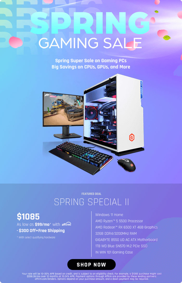 Spring Special II Gaming PC - Starting $1085 after $300 Off + Free Shipping