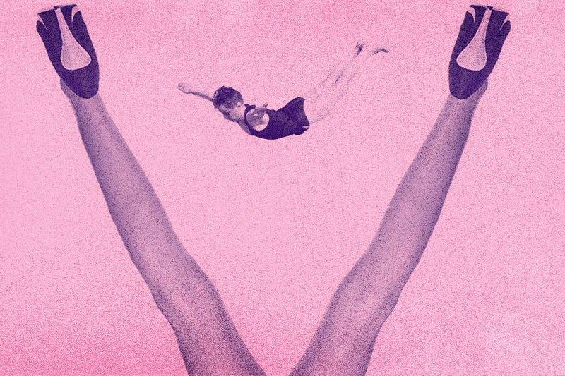 Man diving and woman Legs spread