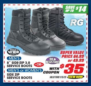 Response Gear 8'' Side-Zip 3.0 Men's Service Boots or Men's or Women's Side-Zip II Service Boots