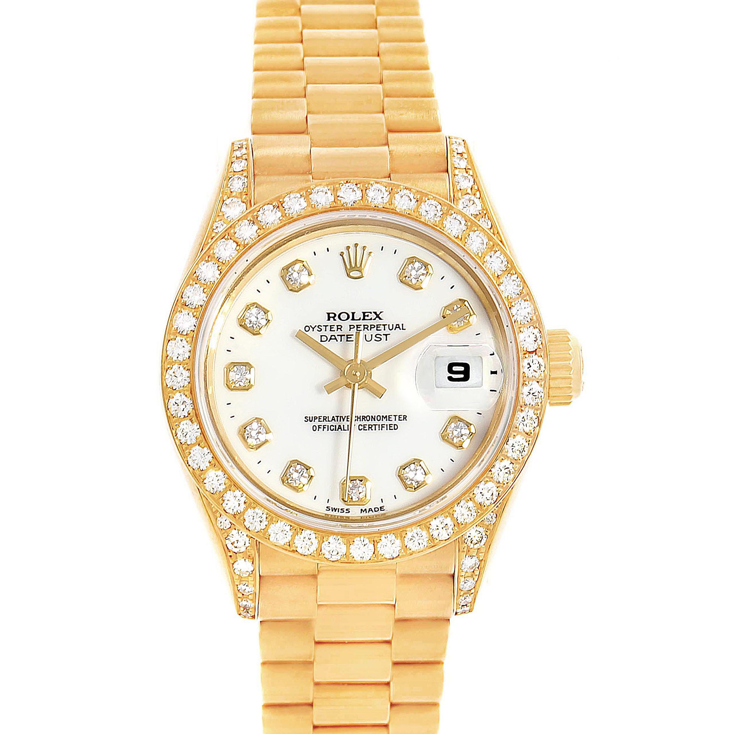 Image of Rolex President Datejust 18K Yellow Gold Diamond Watch 79188