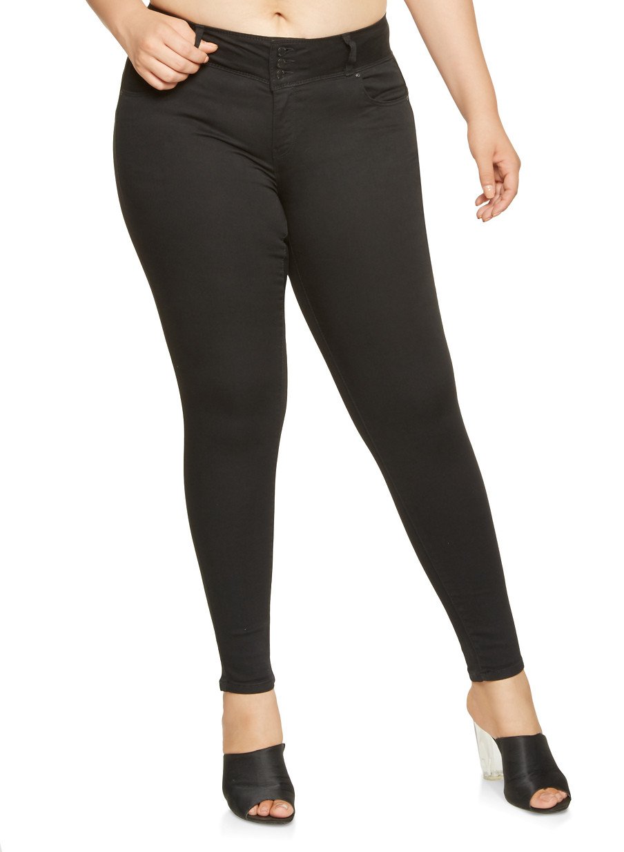 Plus Size WAX 3 Button Push Up Jeans