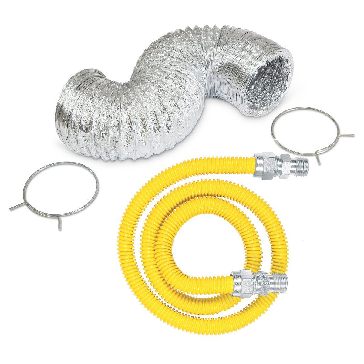 Gas Dryer Kit with Vent and 4 Foot Gas Flex Line