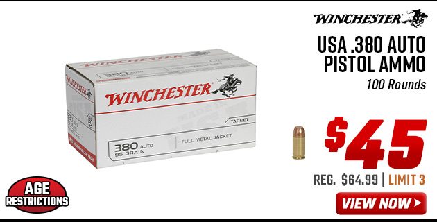 Winchester USA .380 Auto Pistol Ammo