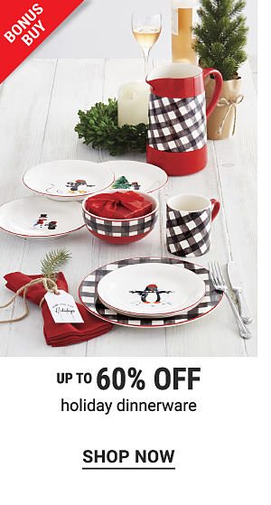 Bonus Buy - Up to 60% off holiday dinnerware. Shop Now.