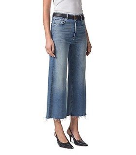 Citizens of Humanity Cropped Wide Leg Jeans in Blue