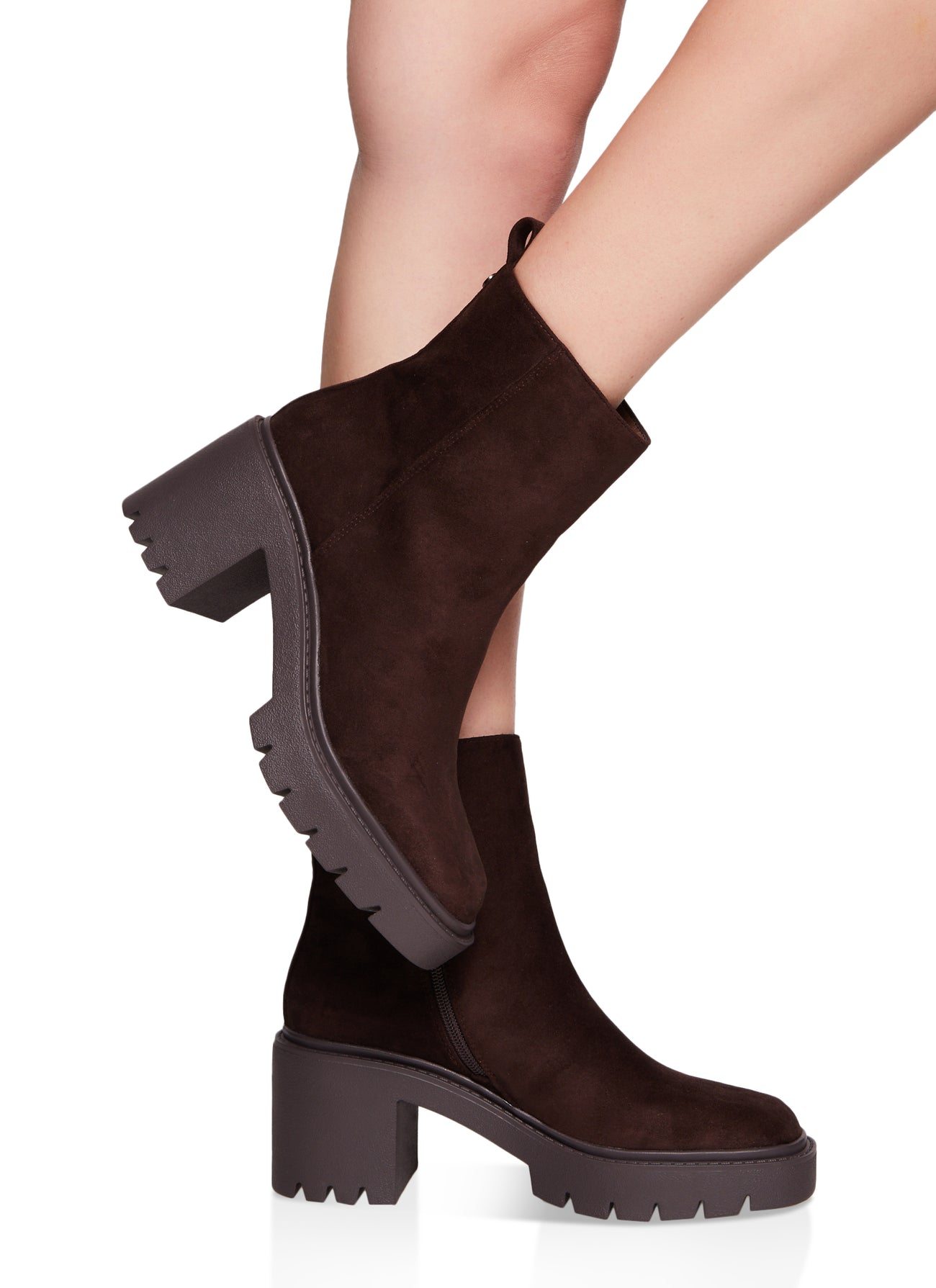 Platform Lug Sole Mid Heel Booties