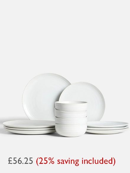 John Lewis 12-Piece Dinnerware Set, £56.25 (25% saving included)