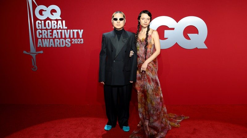 NEW YORK, NEW YORK - APRIL 06: Danny Bowien in Balenciaga and Sara Hiromi in Collina Strada attend the 2023 GQ Global Creativity Awards at WSA on April 06, 2023 in New York City. (Photo by Dimitrios Kambouris/Getty Images for GQ)