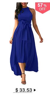 Royal Blue Cardigan and Belted Asymmetric Hem Dress