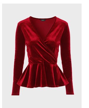 Womens ENVY Red Velvet Wrap Top