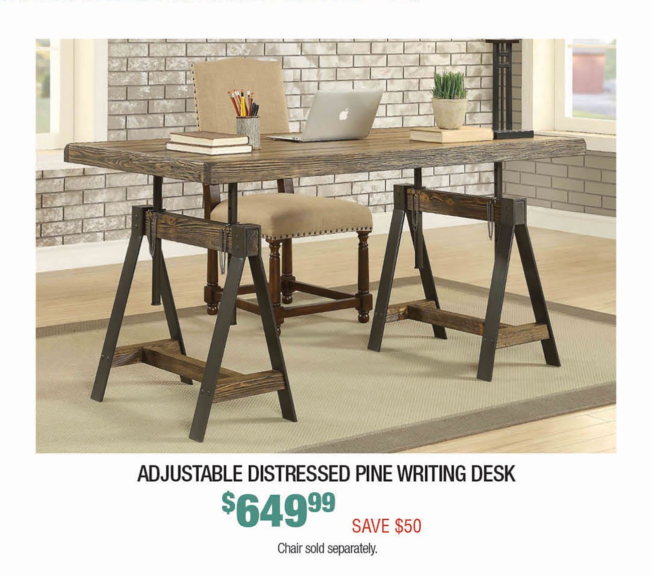 Adjustable-Distressed-Pine-Writing-Desk