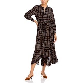 T Tahari Split Neck Midi Dress