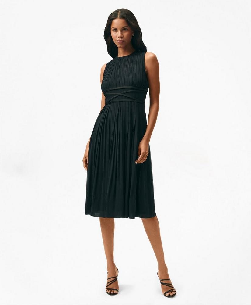 A-Line Sleeveless Dress in Pleated Chiffon