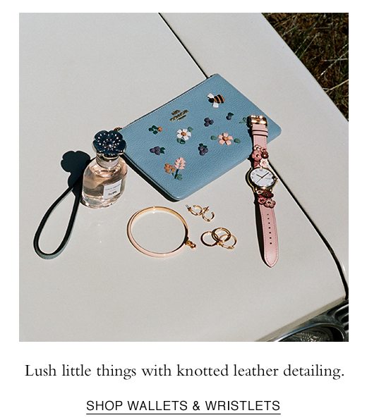 Lush little things with knotted leather detailing. SHOP WALLETS & WRISTLETS