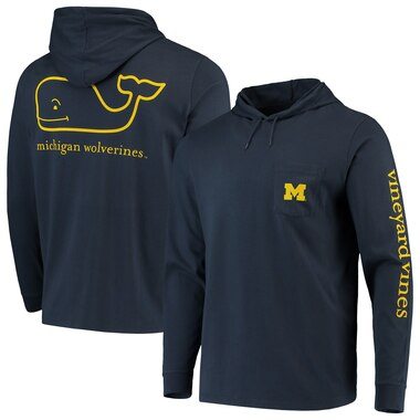 Vineyard Vines Michigan Wolverines Navy Campus Long Sleeve Hoodie T-Shirt