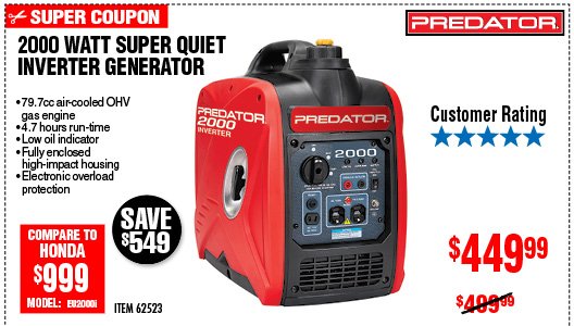  2000 Watt Super Quiet Inverter Generator