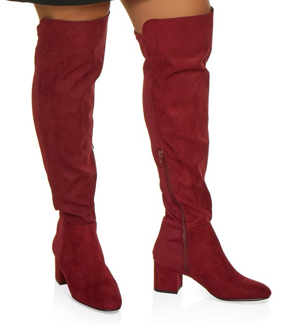 Over the Knee Block Heel Wide Calf Boots