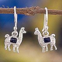 Lapis Llama Earrings, 'Andean Llama'