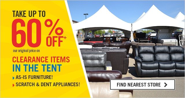 Take up to 60% Off on clearance items in the tent