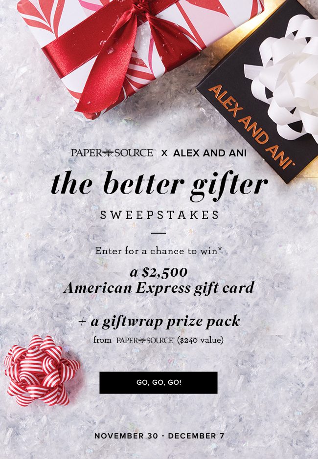 Enter the Better Gifter Sweepstakes, by Alex and Ani and Paper Source.