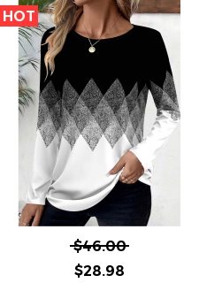 Black Patchwork Geometric Print Long Sleeve T Shirt