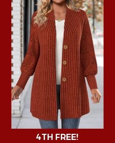 ROTITA Lace Brick Red Long Sleeve Coat