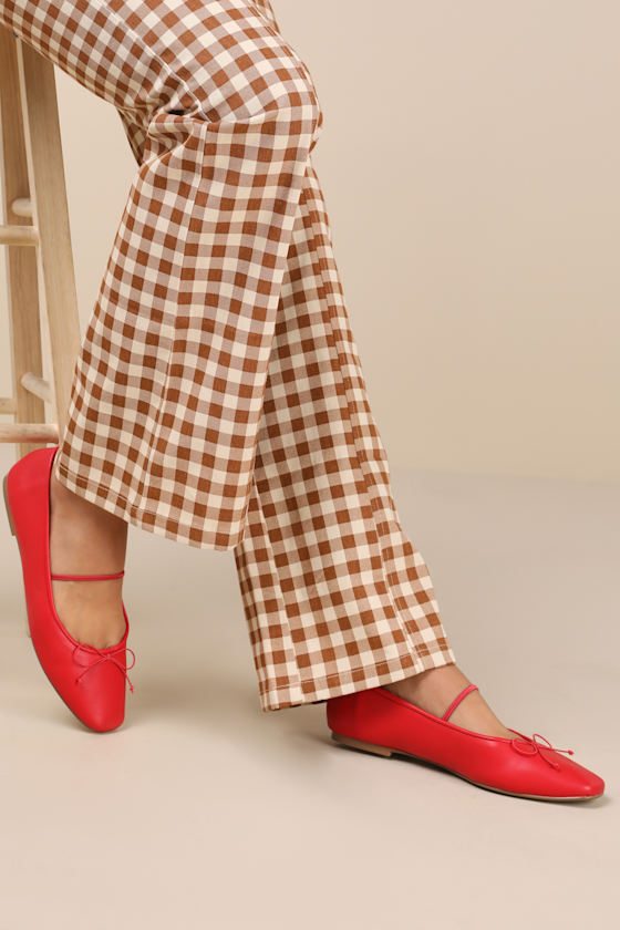 Image of Gilly Red Bow Ballet Flats