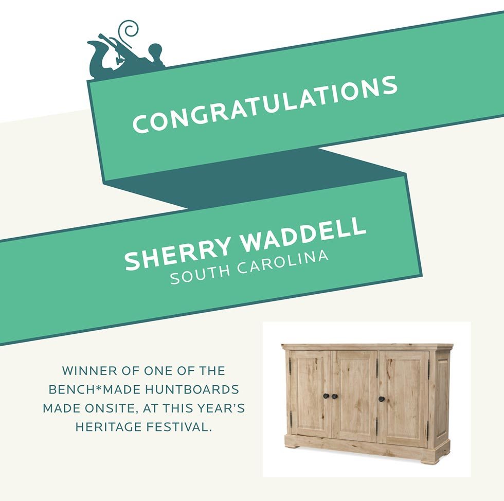 Congratulations to Sherry Waddell of South Carolina, who won one of the BenchMade Huntboards we made during the Festival. 
