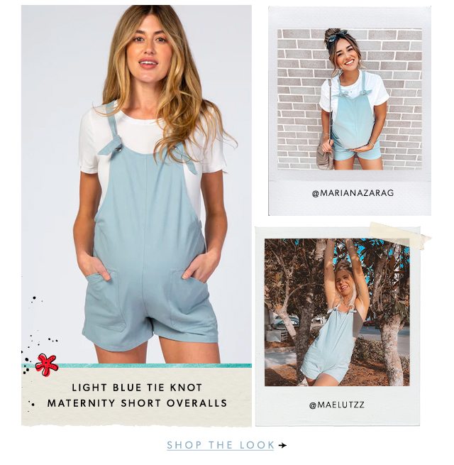 Shop The Light Blue Tie Knot Maternity Short Overalls