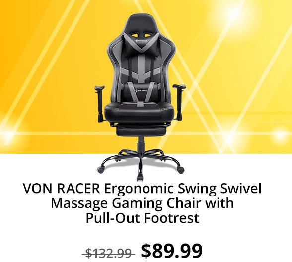 VON RACER Ergonomic Swing Swivel Massage Gaming Chair with Pull-Out Footrest