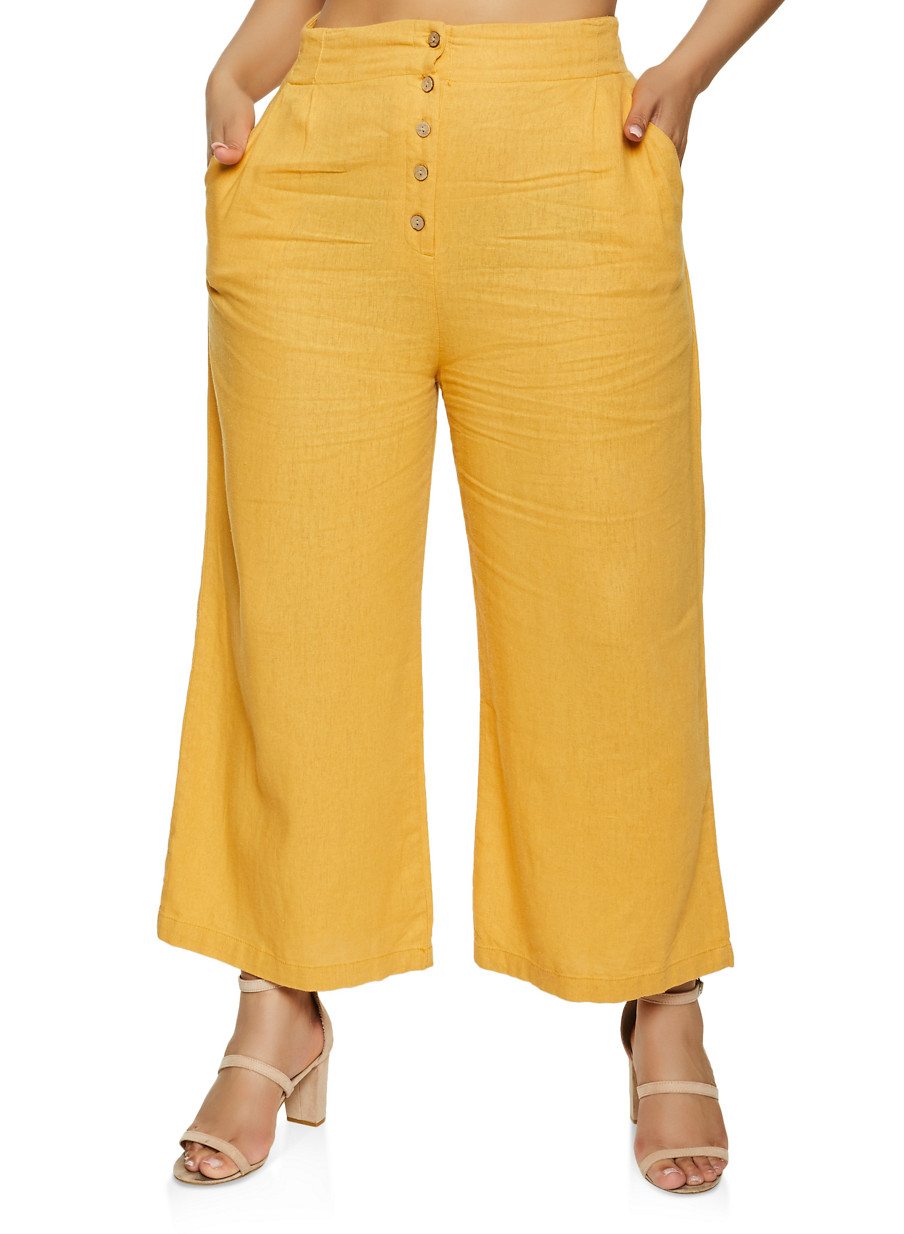 Plus Size Linen Palazzo Pants