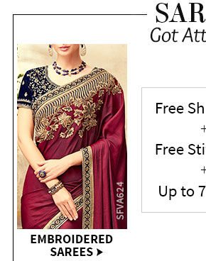 Top EOSS Trends: Embroidered Sarees. Shop!