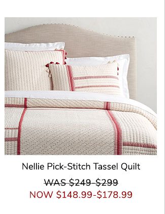 Nellie Pickstitch Tassel Quilt & Sham Full/Queen Red