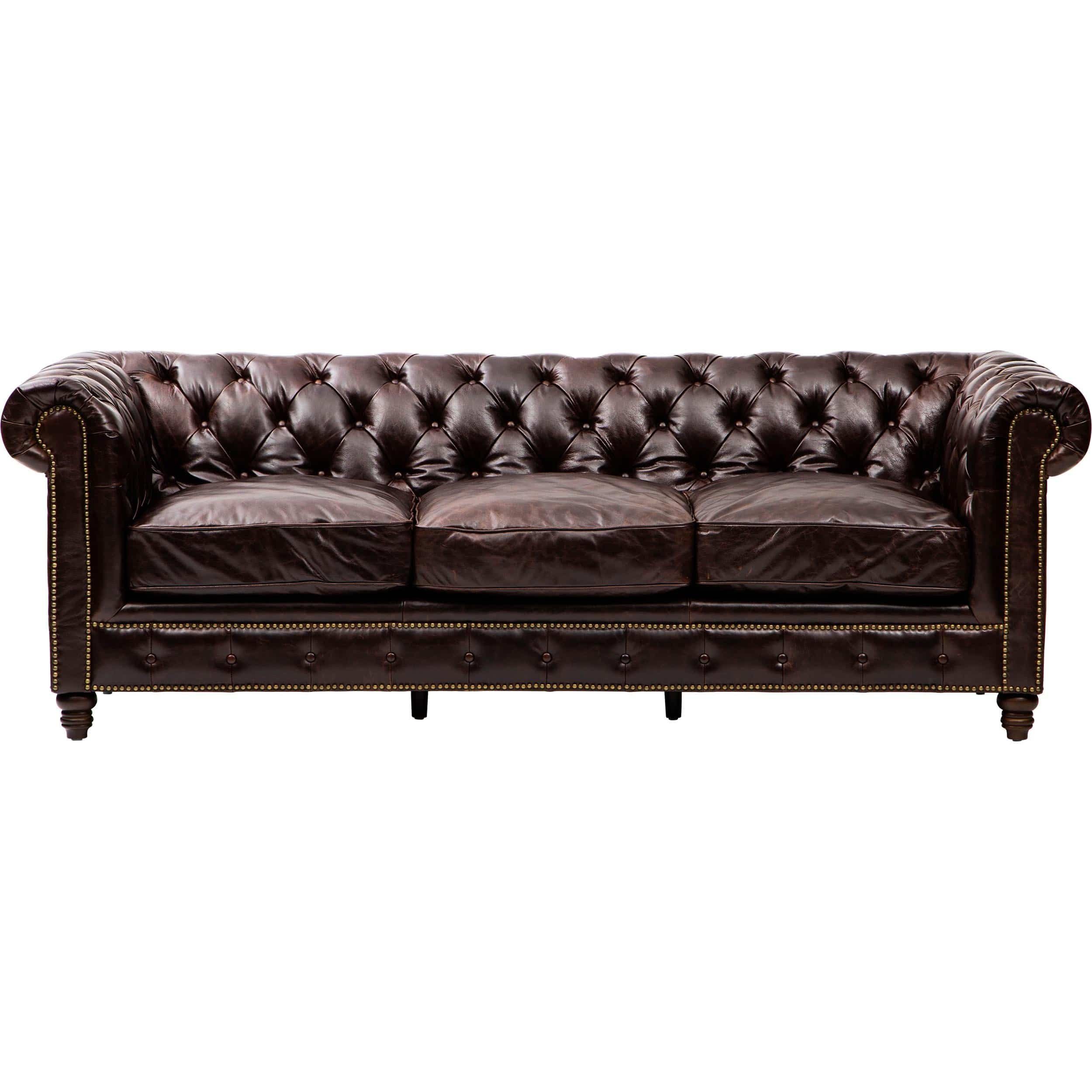 Image of Ozzie Leather Sofa, Oil Buffalo Chocolate