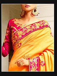 Embroidered Art Jacquard Silk Saree in Yellow