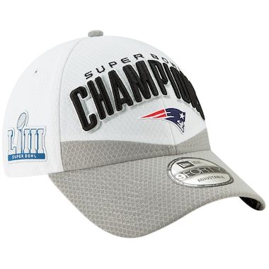 New England Patriots New Era Super Bowl LIII Champions Trophy Collection Locker Room 9FORTY Adjustable Hat - White/Gray