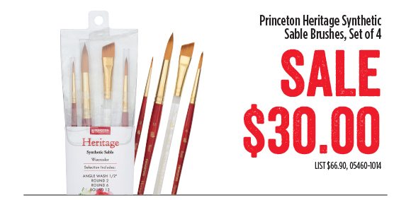 Princeton Heritage Synthetic Sable Brushes, Set of 4 - SALE $30