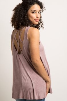 Mauve Faded Cutout Caged Back Maternity Top