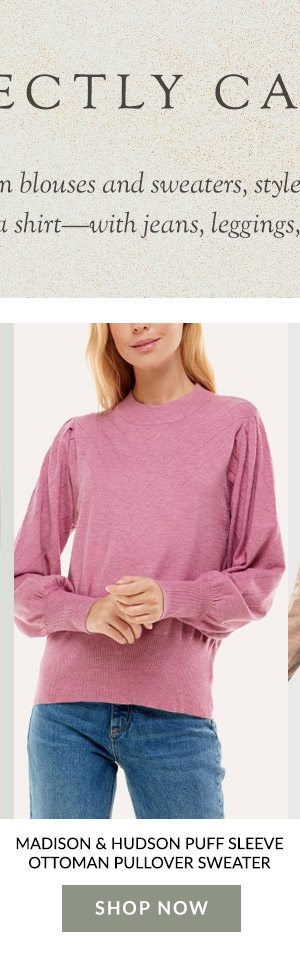 Madison & Hudson Puff Sleeve Ottoman Pullover Sweater 