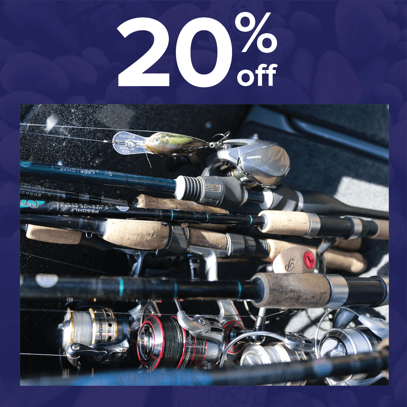 20% off Rods and Reels